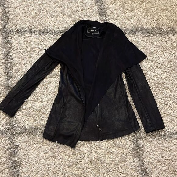 BNCI Side Zip Vegan Suede Jacket Small Navy - Picture 4 of 7